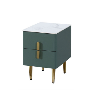 410-14丹鳳綠色岩板床頭櫃(單)高級MDF+6mm亮面岩板+14cm防鏽烤漆黑鐵腳、 抽屜採高級鋼珠滑軌、岩板特性:高強度 耐磨耐刮  耐高溫 易清潔