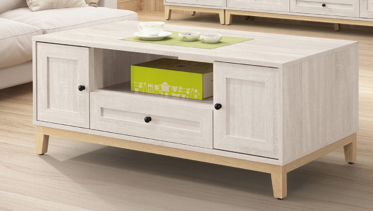 543-3維特4尺四門二抽木面大茶几