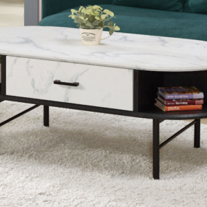 560-2索爾單抽橢圓几 抽屜正面開、背面造型假抽