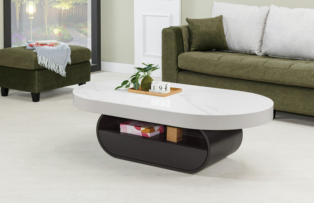 560-3韋恆單抽岩板椭圓几 背面造型假抽