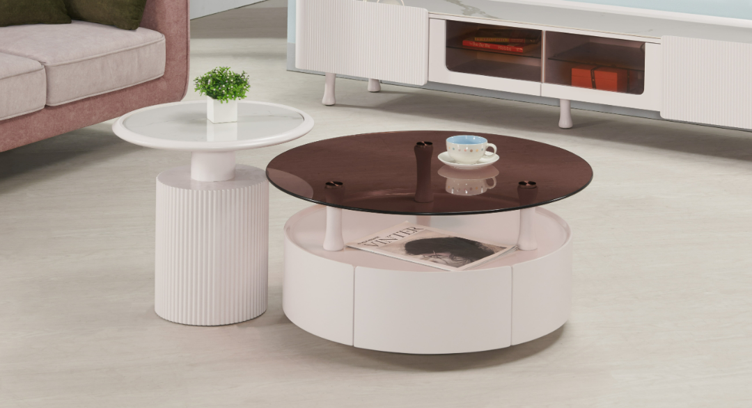 558-4立遠單抽組合圓几(全組)