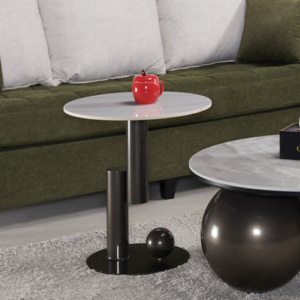 582-6伯蒂拉1.65尺岩板小圓几8mm 亮面岩板+ 高級 MDF+ 防鏽烤漆深灰色鐵岩板特性:高強度 耐磨耐刮 耐高溫 易清潔清潔