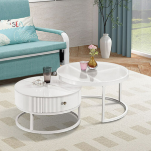 565-3呈睿單抽白色組合圓几(全組)