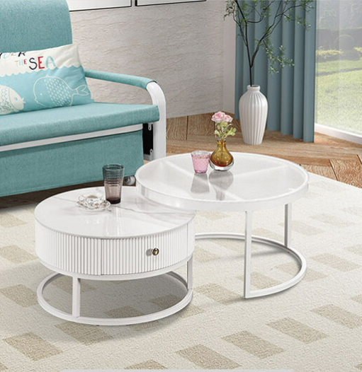 565-3呈睿單抽白色組合圓几(全組)