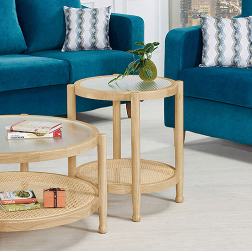 569-3吉川仿籐實木小圓几