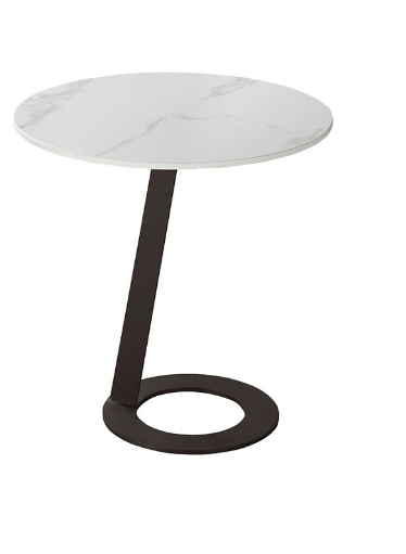 582-9廷揚1.65尺岩板圓几12mm岩板、 黑鐵砂烤漆防鏽處理腳架、 岩板特性：高強度.耐磨耐刮.耐高溫.易清潔、