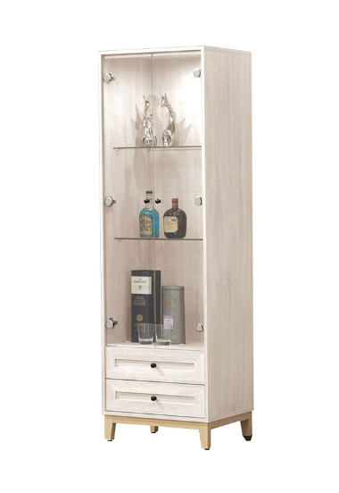 610-2維特2尺展示櫃⊙附8mm強化玻璃隔板*2、 ⊙附線上開關LED燈、