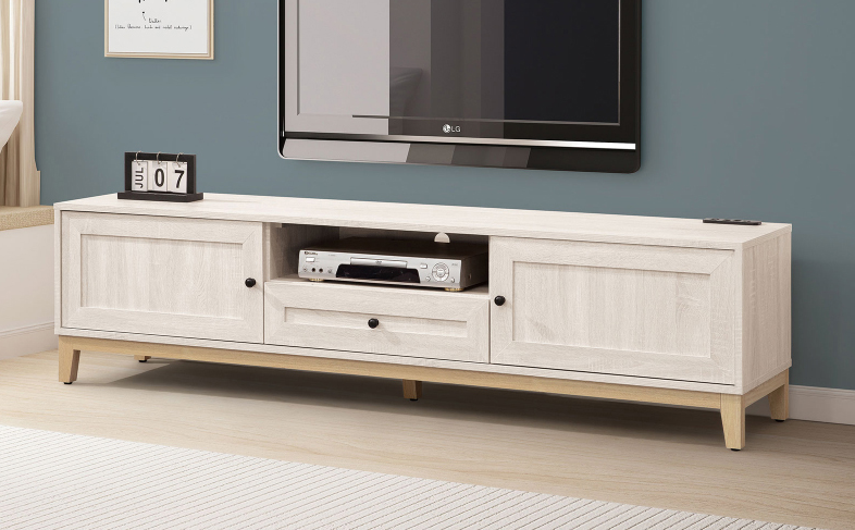 610-5維特6尺電視櫃木門內無隔板 附1個電線孔 附USB+插頭兩用座孔