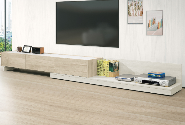 618-2艾琳6尺伸縮電視櫃 不分左右方向 仿大理石紋美耐皿桌面