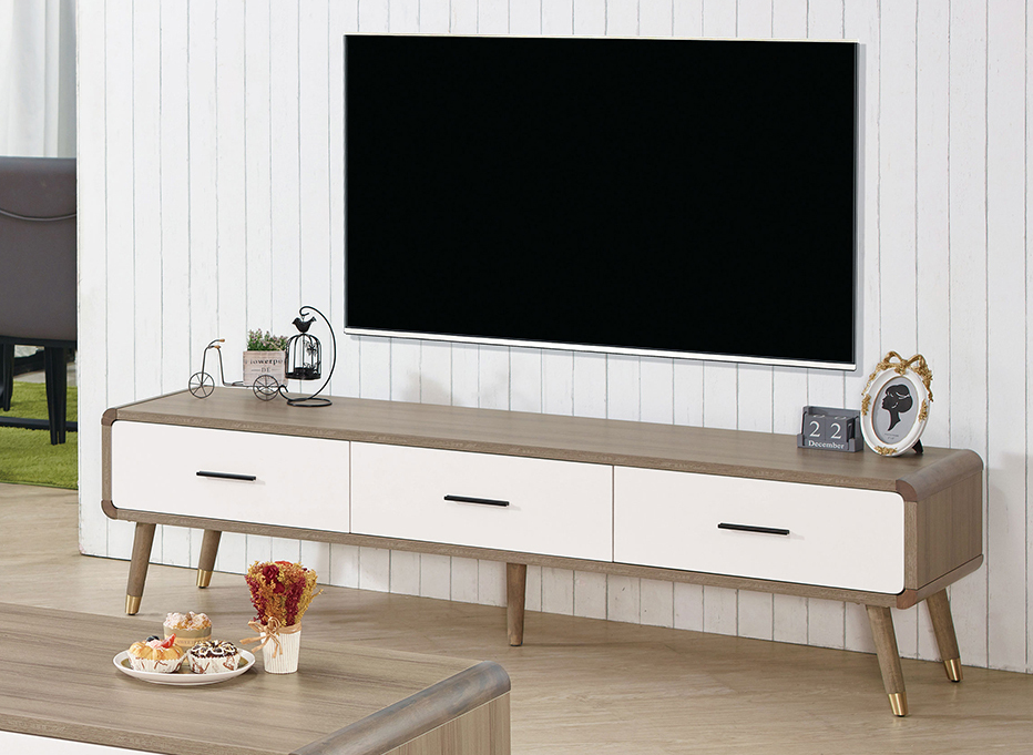 624-3艾諾6尺淺灰橡色三抽電視櫃