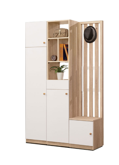 665-2奈奈子3.96尺屏風鞋櫃⊙附吊衣掛桿3個、1片固定隔板.8片活動隔板、 ⊙附透氣孔3個