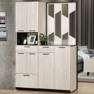 654-3伊凡卡4.7*6.5尺玄關組合鞋櫃(全組)◆附活動隔板x7、透氣孔x3、抽屜造型收納腳椅x1  ◆排鑽鑽孔，活動隔板可任意調整