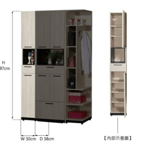 654-6伊凡卡1*6.5尺玄關鞋櫃◆附活動隔板x5、透氣孔x2  ◆排鑽鑽孔，活動隔板可任意調整