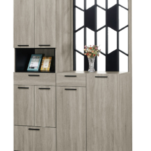 648-8威尼斯4.7*6.5尺玄關組合鞋櫃(全組)◆附活動隔板x7、透氣孔x3◆排鑽鑽孔，活動隔板可任意調整抽屜造型收納腳椅x1