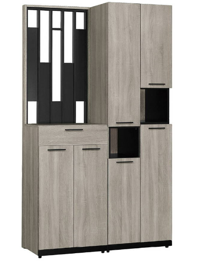 649-4威尼斯4*6.5尺玄關組合鞋櫃(全組)◆附活動隔板x9、透氣孔x2  ◆排鑽鑽孔，活動隔板可任意調整