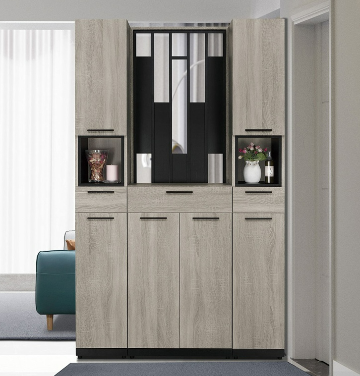 650-2威尼斯4*6.5尺玄關組合鞋櫃(全組)附14片活動隔板，4個透氣孔  排鑽鑽孔，活動隔可任意調整