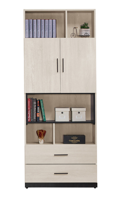 714-5伊凡卡2.7尺黑框書櫃⊙木門內附1片活動隔板.高低可調整