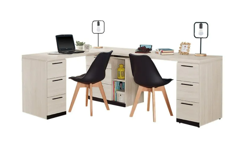 718-2伊凡卡6.8尺多功能組合書桌(全組)L型適合2人使用