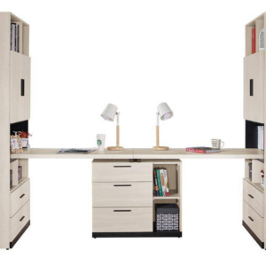 722-2伊凡卡7.9尺雙人組合書桌櫃(全組)桌面:寬120深56公分/每片  材質說明 ⊙書櫃開門內附1片活動隔板、可調整高低、