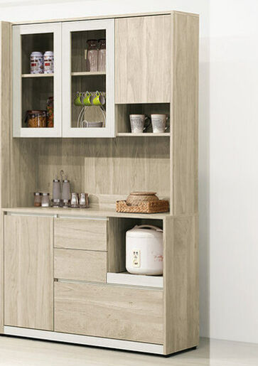 853-4艾琳4尺木面餐櫃(上+下)⊙附3片活動隔板