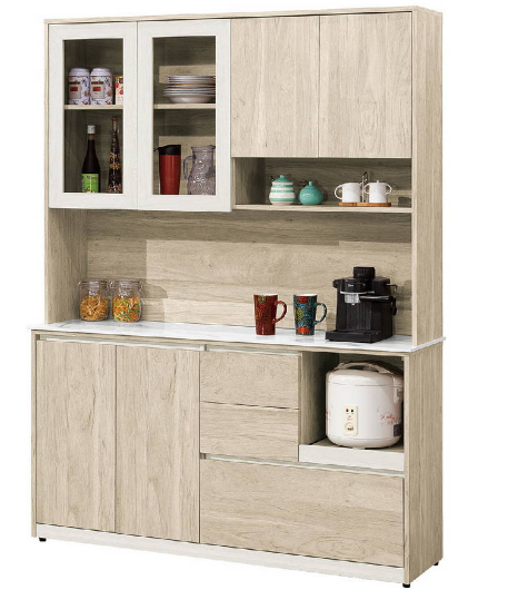 854-6艾琳5尺岩板餐櫃(上+下)⊙附3片活動隔板