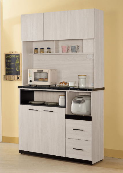 836-2伊凡卡中島型4尺石面餐櫃(上+下)