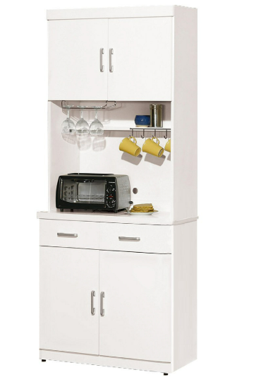 868-2祖迪白色2.7尺雙門餐櫃(上+下)