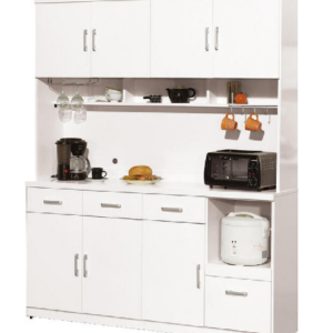 867-2祖迪白色5.3尺餐櫃(上+下)木門內皆附活動隔板1片、 ⊙上下座各有1個電線孔