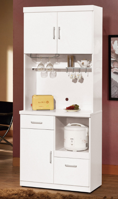 867-4祖迪白色2.7尺單門餐櫃(上+下)