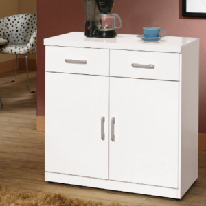 868-3祖迪白色2.7尺雙門餐櫃下座◆木門內附活動隔板x1