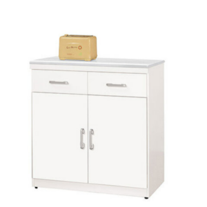 870-3祖迪白色2.7尺岩板雙門餐櫃下座⊙木門內皆附活動隔板1片、