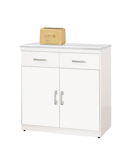 870-3祖迪白色2.7尺岩板雙門餐櫃下座⊙木門內皆附活動隔板1片、