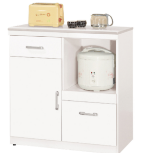 870-6祖迪白色2.7尺岩板單門餐櫃下座⊙木門內附活動隔板1片、 ⊙拉板後方背板有鑽1個電線孔