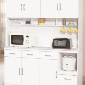 869-2祖迪白色5.3尺岩板餐櫃(上+下)⊙木門內附活動隔板1片、 ⊙上下座各有1個電線孔、