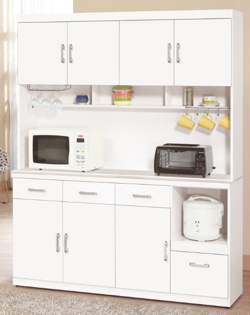 869-2祖迪白色5.3尺岩板餐櫃(上+下)⊙木門內附活動隔板1片、 ⊙上下座各有1個電線孔、