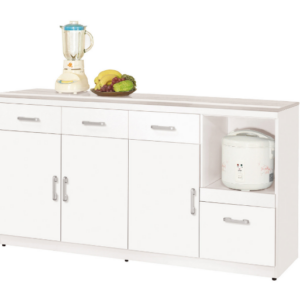 870-4祖迪白色5.3尺岩板餐櫃下座拉板後方背板有鑽電線孔x1