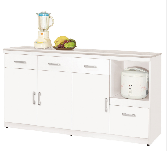 870-4祖迪白色5.3尺岩板餐櫃下座拉板後方背板有鑽電線孔x1