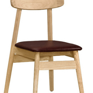 932-6迪海實木棕色皮餐椅坐寬45/坐深44/坐高44cm