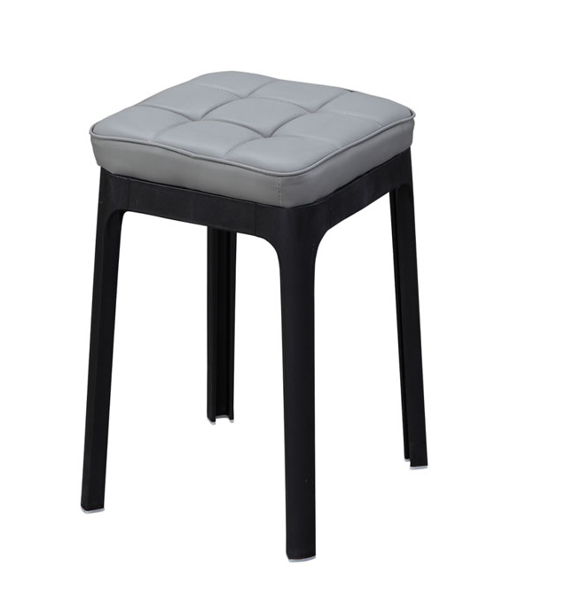 930-2栗東灰色皮面方凳