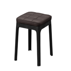930-3栗東棕色皮面方凳