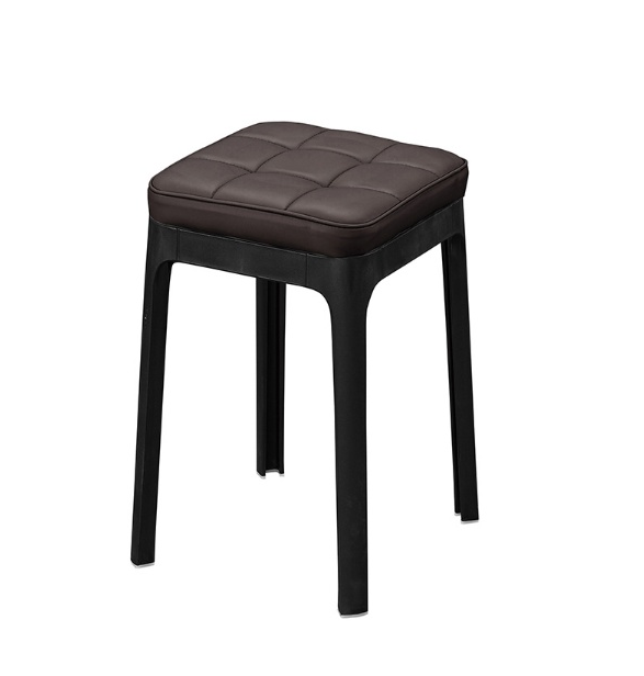 930-3栗東棕色皮面方凳