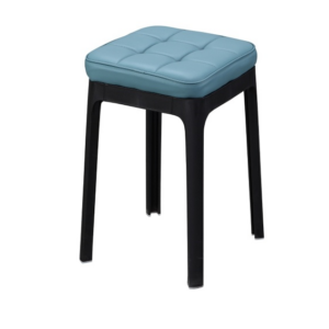 930-4栗東藍色皮面方凳⊙不可疊放