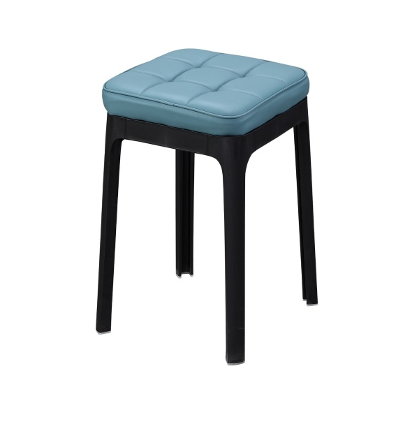 930-4栗東藍色皮面方凳⊙不可疊放