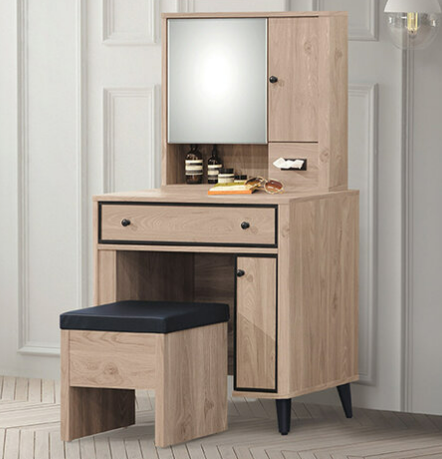 C585-4 艾維2.7尺鏡台(整組.含椅)