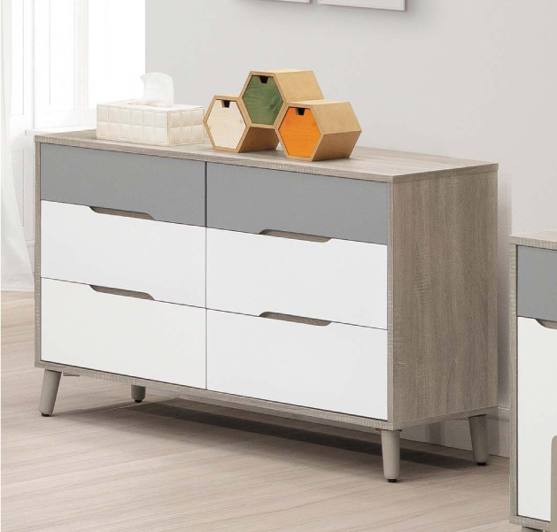 C600-1肯詩特淺灰雙色4尺六斗櫃