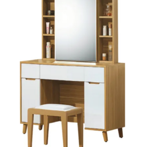 C601-6 肯詩特烤白雙色化妝台(含椅.共3件)