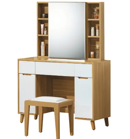 C601-6 肯詩特烤白雙色化妝台(含椅.共3件)