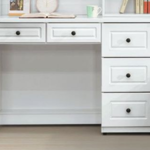 C879-2 愛黛兒烤白五抽書桌(下座)