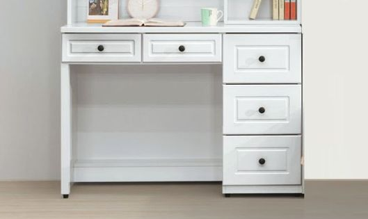 C879-2 愛黛兒烤白五抽書桌(下座)