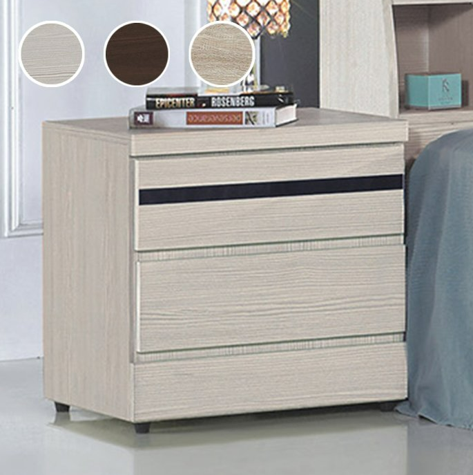 C620-3 凱恩雪白二抽床頭櫃(單只)(全木心板)